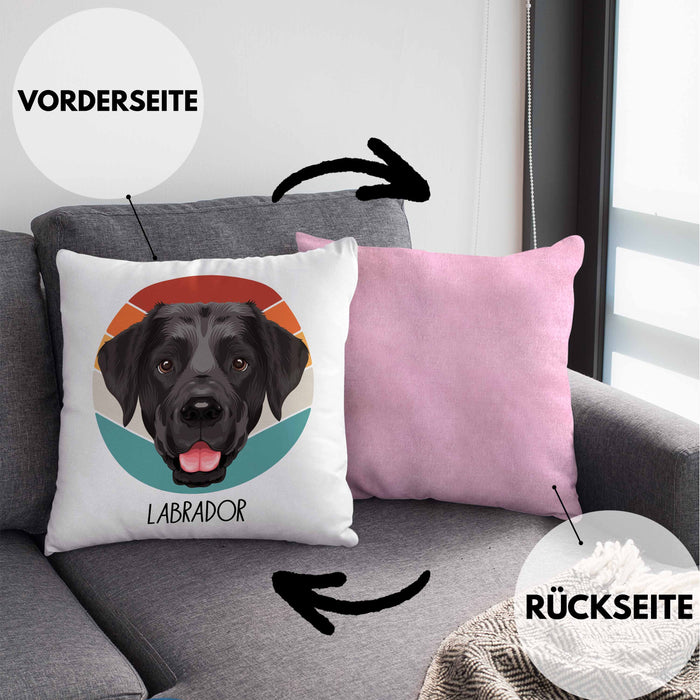 Labrador Besitzer Kissen mit Füllung 40x40 Geschenk Lustiger Spruch Geschenkidee Labrador Mama Papa (Grau) Rosa Trendation