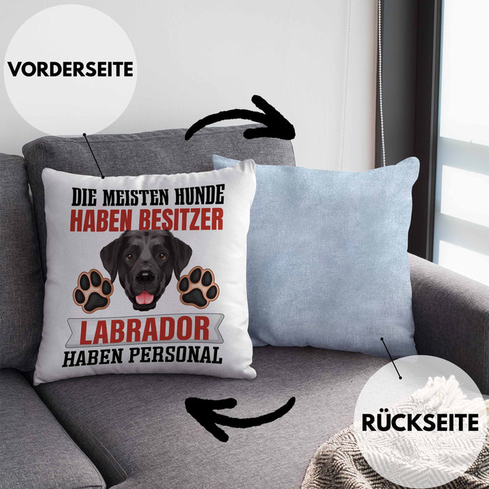 Labrador Besitzer Kissen mit Füllung 40x40 Geschenk Lustiger Spruch Geschenkidee Besitzerin Labrador Haben Personal (Grau) Blau Trendation