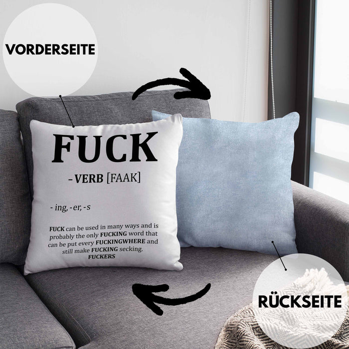 F*** Kissen mit Füllung 40x40 Geschenk Schimpfwort 18+ Geschenkidee Männer Frauen Arbeitskollege Geschenkidee (Grau) Blau Trendation