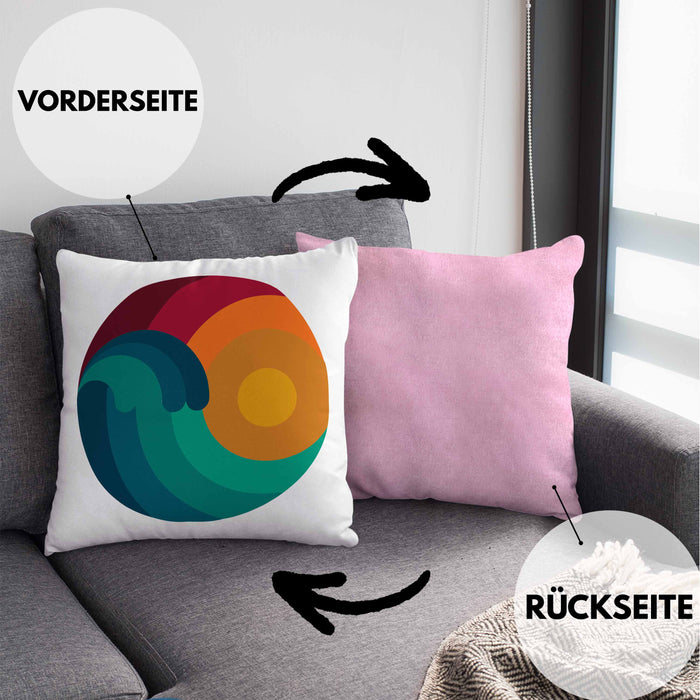 Kitesurfing Kissen mit Füllung 40x40 Geschenk für Kitesurfer Geschenkidee Retro Vintage Grafiken (Grau) Rosa Trendation