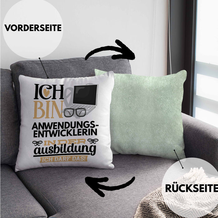 Anwendungsentwicklerin Ausbildung Start Geschenk Kissen mit Füllung 40x40 Ich Bin Anwendungsentwicklerin In Der Ausbildung Ich Darf Das Geschenkidee (Grau) Grün Trendation