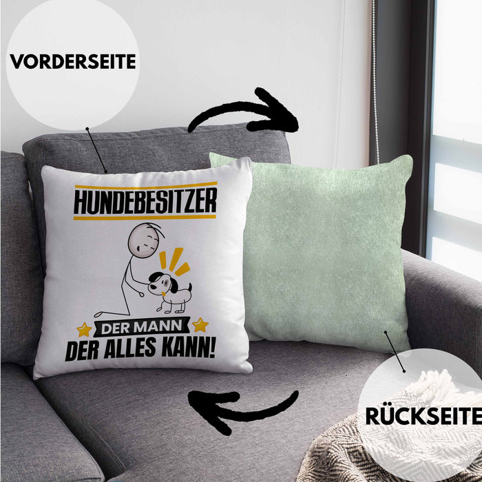 Hundebesitzer Kissen mit Füllung 40x40 Geschenk für Hundebesitzer Der Mann Der Alles Kann Geschenkidee zum Geburtstag (Grau) Grün Trendation
