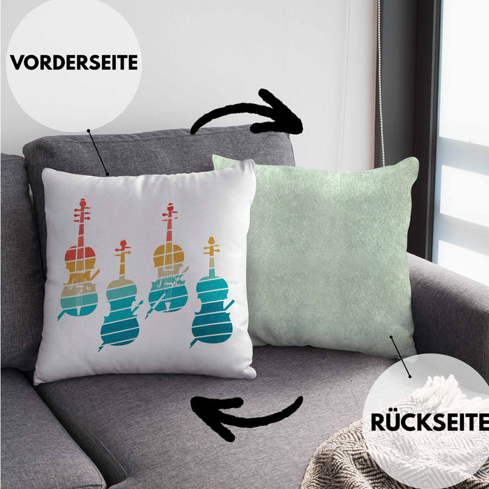 Geigenspieler Geschenk Kissen mit Füllung 40x40 Geigenspielerin Geigen Grafik Retro (Grau) Grün Trendation