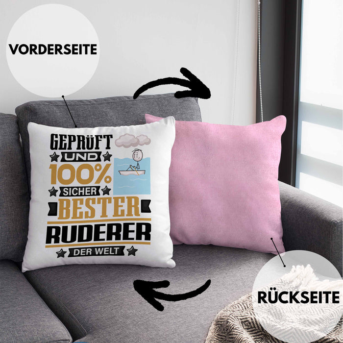 Ruderer Geschenk Lustiger Spruch für Ruderer Geschenkidee Bester Ruderer Der WeltKissen mit Füllung 40x40 (Grau) Rosa Trendation