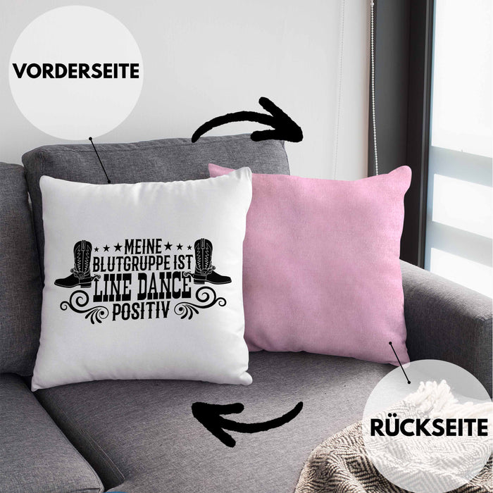 Kissen mit Füllung 40x40 Line Dance Motiv Geschenk für Line Dance Fans Tänzerin Geschenkidee Spruch (Grau) Rosa Trendation