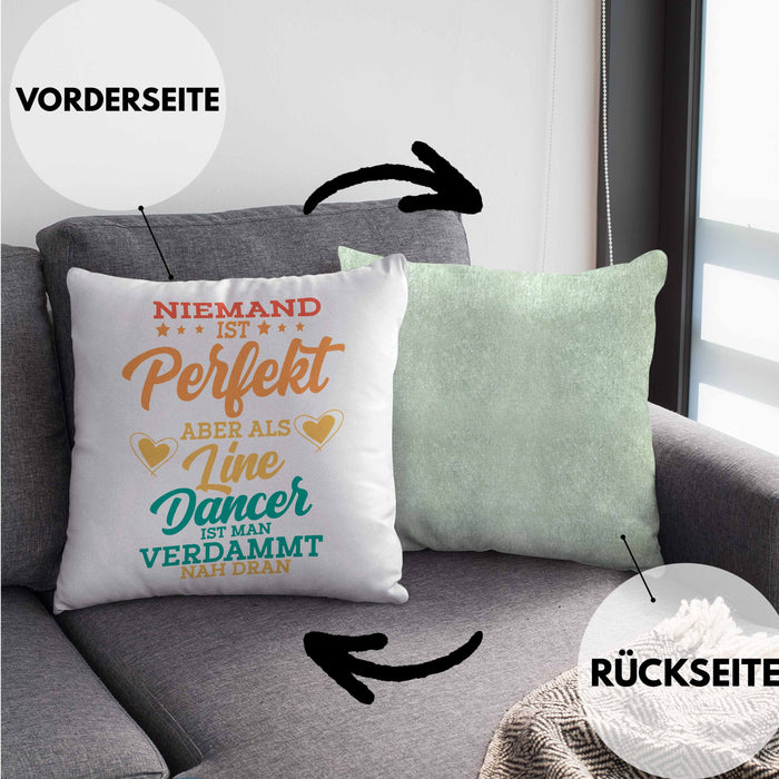 Lustige Line Dance Kissen mit Füllung 40x40 - Tolles Geschenk für Line Dance Enthusiasten "Niemand Ist toll Aber Als Lincedancer" (Grau) Grün Trendation