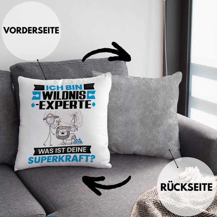 Wildnixexperte Kissen mit Füllung 40x40 Geschenk für Wildnixexperte Geburtstag Lustiger Spruch Was Ist Deine Superkraft (Grau) Grau Trendation