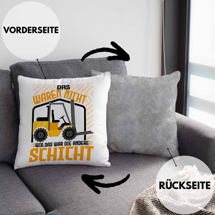 Staplerfahrer Kissen mit Füllung 40x40 Geschenk für Gabelstapelfahrer Lagerist Geschenkidee Lager (Grau) Grau Trendation
