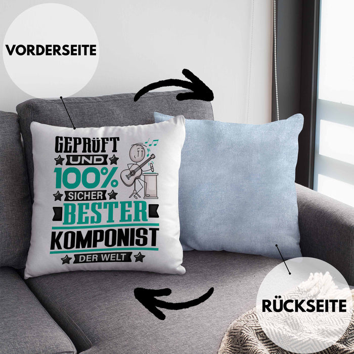Komponist Geschenk Lustiger Spruch für Komponist Geschenkidee Bester Komponist Der WeltKissen mit Füllung 40x40 (Grau) Blau Trendation