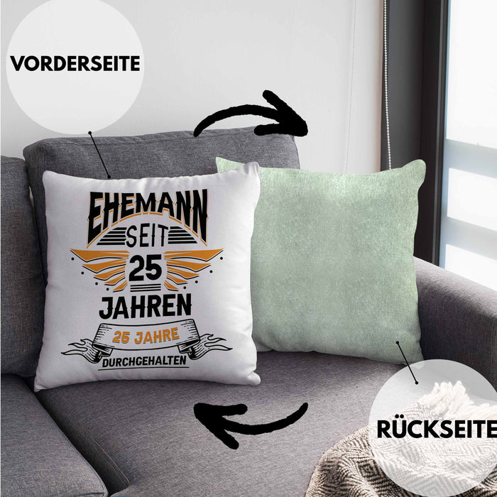 Ehemann Seit 25 Jahre Hochzeitstag Geschenk Lustiger Spruch Bester Ehemann JubiläumKissen mit Füllung 40x40 (Grau) Grün Trendation