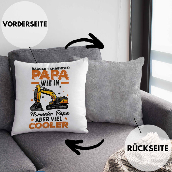 Baggerfahrer Papa Kissen mit Füllung 40x40 Geschenk Baggerfahrender Papa Wie Ein Normaler Papa Aber Viel Cooler Geschenkidee Vatertag Baustelle (Grau) Grau Trendation