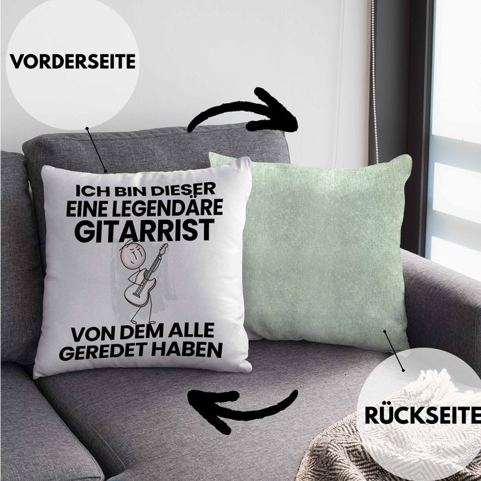 Gitarrist Geschenk Kissen mit Füllung 40x40 Lustige Geschenkidee Geburtstag für Gitarrist Ich Bin Dieser Legendäre Gitarrist Von Dem Alle Geredet Haben (Grau) Grün Trendation