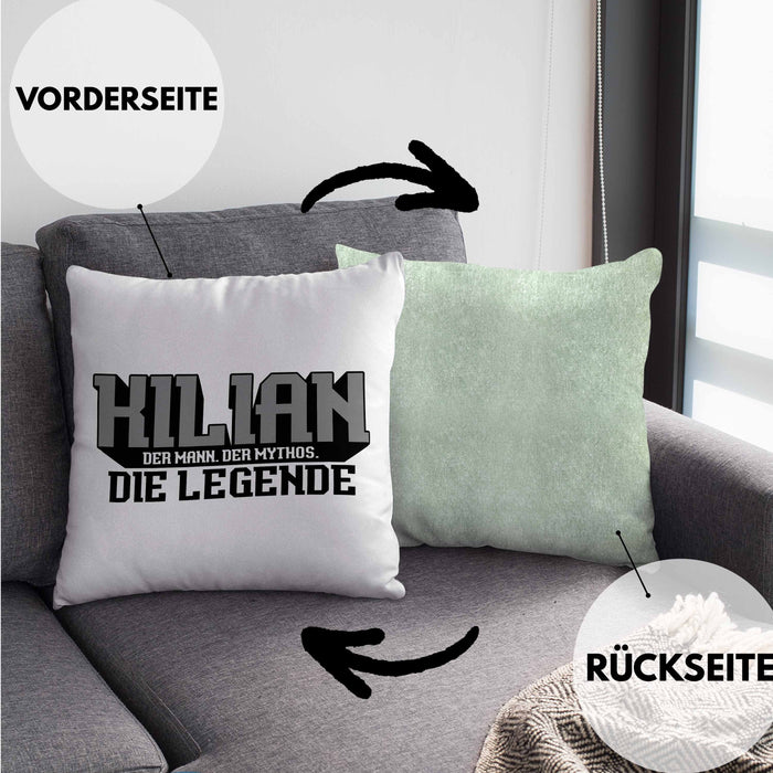 Kilian Kissen mit Füllung 40x40 Namen Spruch Namenstag (Grau) Grün Trendation