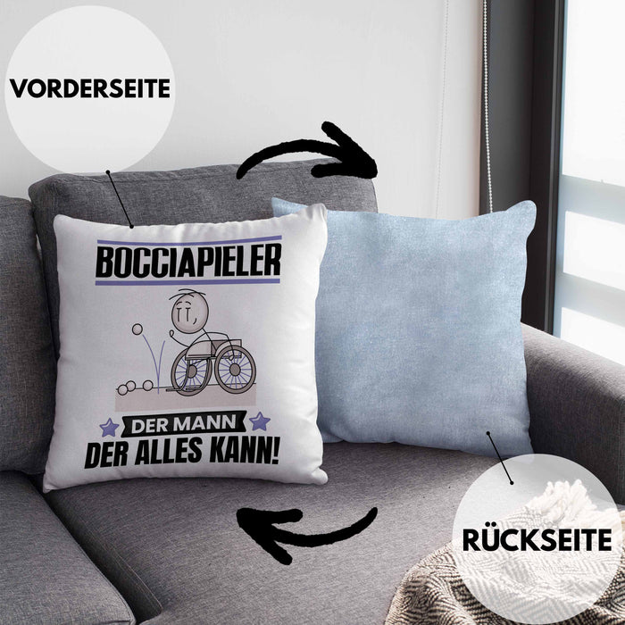Bocciapieler Kissen mit Füllung 40x40 Geschenk für Bocciapieler Der Mann Der Alles Kann Geschenkidee zum Geburtstag (Grau) Blau Trendation