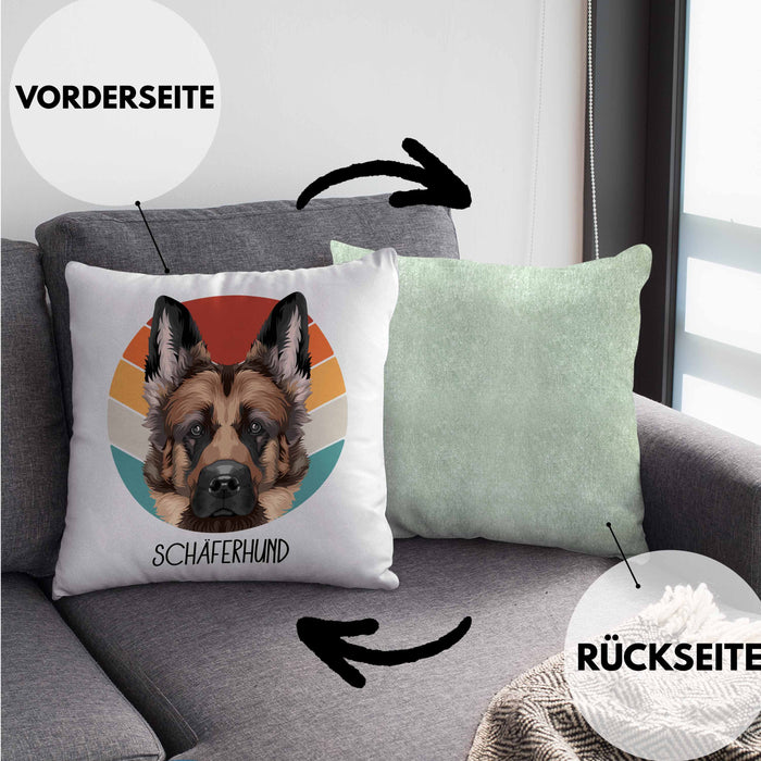 Schäferhund Besitzer Kissen mit Füllung 40x40 Geschenk Lustiger Spruch Geschenkidee Schäferhund Mama Papa (Grau) Grün Trendation