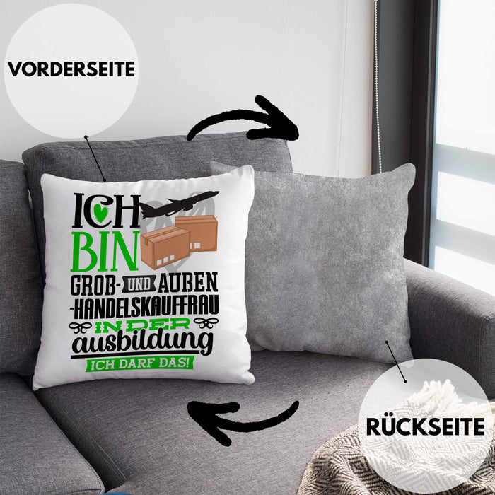 Groß- und Außenhandelskauffrau Ausbildung Start Geschenk Kissen mit Füllung 40x40 Ich Bin Groß- und Außenhandelskauffrau In Der Ausbildung Ich Darf Das Geschenkidee (Grau) Grau Trendation