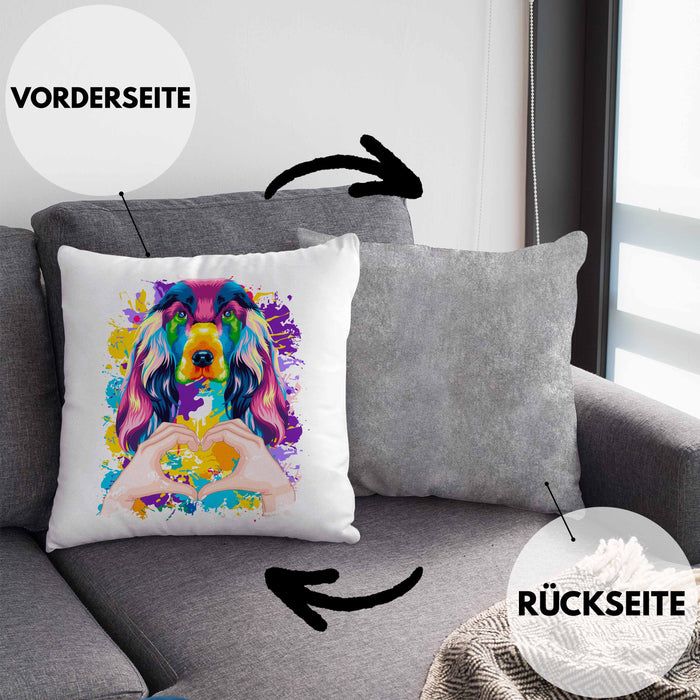 Cocker Spaniel Besitzer Farbe Love Kissen mit Füllung 40x40 Geschenk Lustiger Spruch Geschenkidee Cocker Spaniel Besitzerin (Grau) Grau Trendation