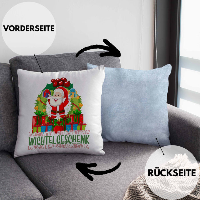 Schrott-Wichtelgeschenk für Frauen Kollegen Geschenk Wichteln Weihnachten Weihnachten Geschenkidee SchrottwichtelnKissen mit Füllung 40x40 (Grau) Blau Trendation