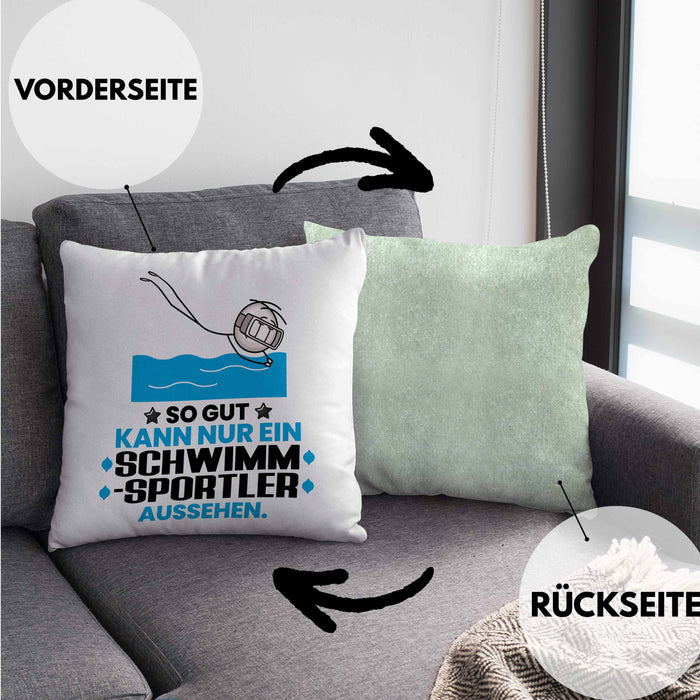 Schwimmsportler Geschenk Kissen mit Füllung 40x40 So Gut Kann Nur Ein Schwimmsportler Aussehen Geschenkidee (Grau) Grün Trendation