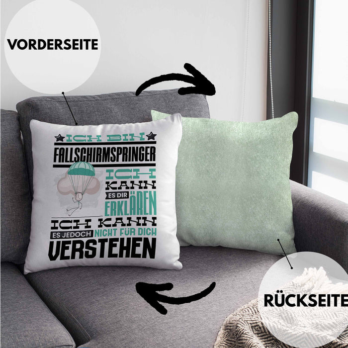Fallschirmspringer Geschenk Kaffee-Kissen mit Füllung 40x40 Geschenkidee für Fallschirmspringer Ich Bin Fallschirmspringer Ich Kann Es Dir Erklären Jedoch Nicht Für Dich Verstehen Spruch Lustig (Grau) Grün Trendation