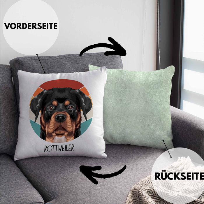 Rottweiler Besitzer Kissen mit Füllung 40x40 Geschenk Lustiger Spruch Geschenkidee Rottweiler Mama Papa (Grau) Grün Trendation