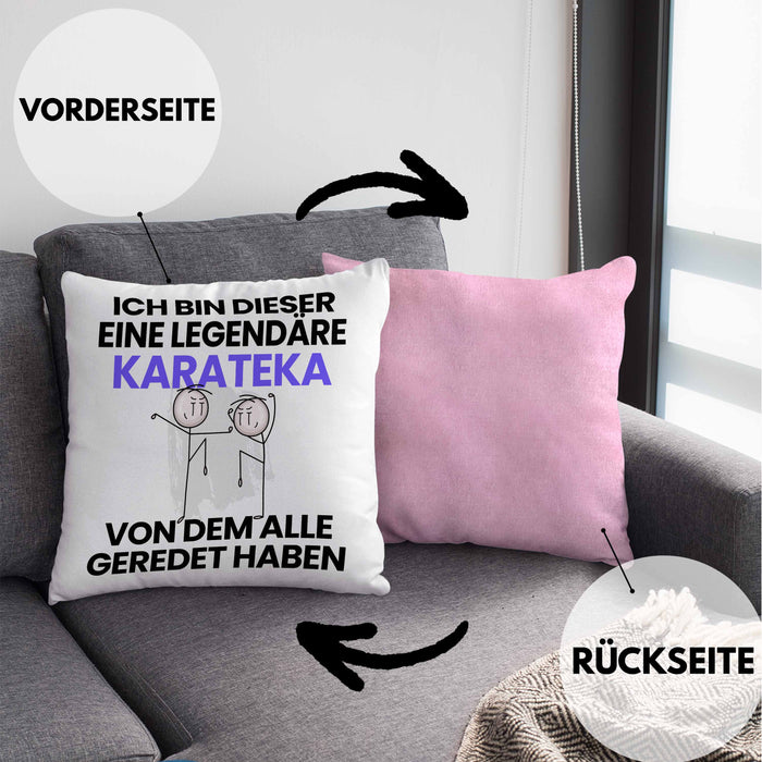 Karateka Geschenk Kissen mit Füllung 40x40 Lustige Geschenkidee Geburtstag für Karateka Ich Bin Dieser Legendäre Karateka Von Dem Alle Geredet Haben (Grau) Rosa Trendation