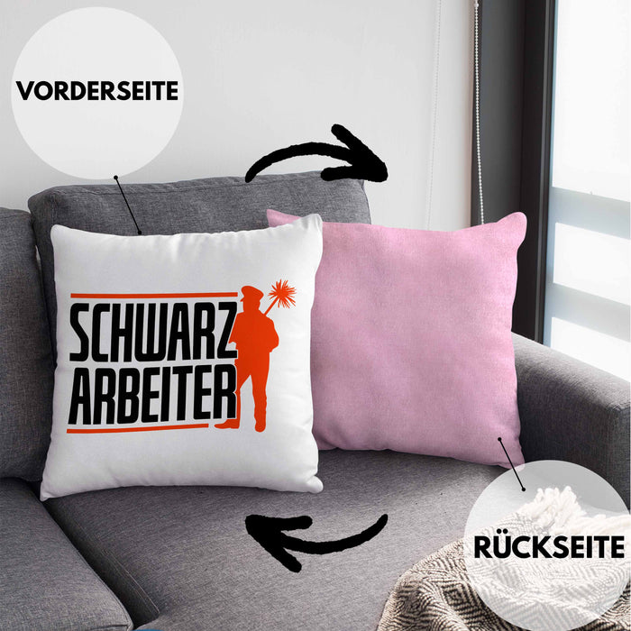 Lustiges Geschenk für Schornsteinfeger Spruch Geschenkdiee SchwarzarbeiterKissen mit Füllung 40x40 (Grau) Rosa Trendation