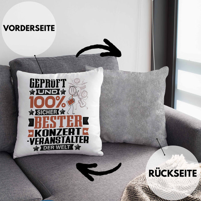 Konzertveranstalter Geschenk Lustiger Spruch für Konzertveranstalter Geschenkidee Bester Konzertveranstalter Der WeltKissen mit Füllung 40x40 (Grau) Grau Trendation