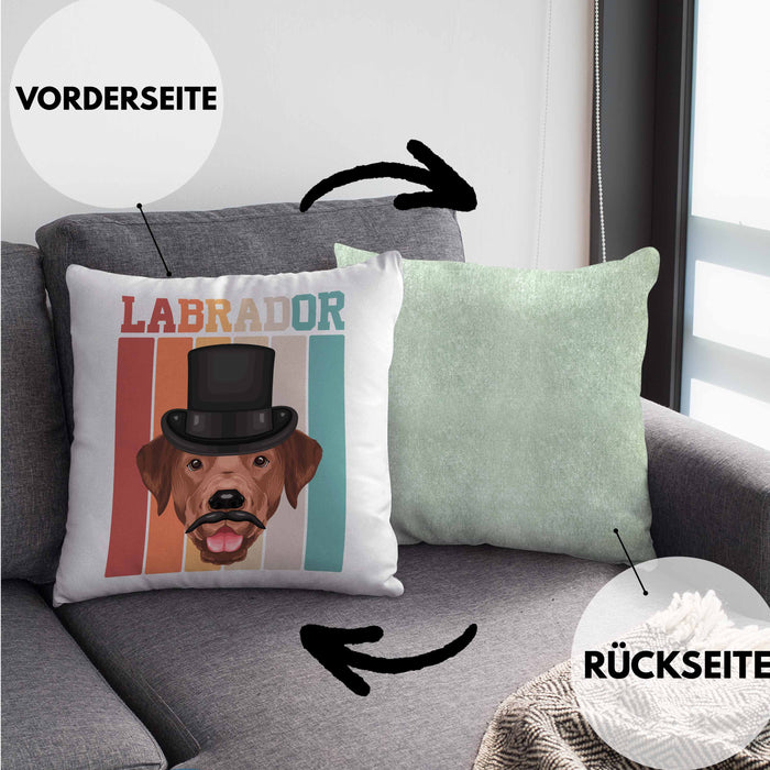 Labrador Besitzer Kissen mit Füllung 40x40 Geschenk Lustiger Spruch Geschenkidee Retro Vinatge Labrador (Grau) Grün Trendation