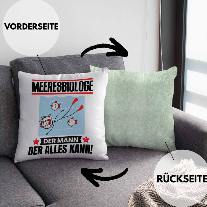 Meeresbiologe Kissen mit Füllung 40x40 Geschenk für Meeresbiologe Der Mann Der Alles Kann Geschenkidee zum Geburtstag (Grau) Grün Trendation