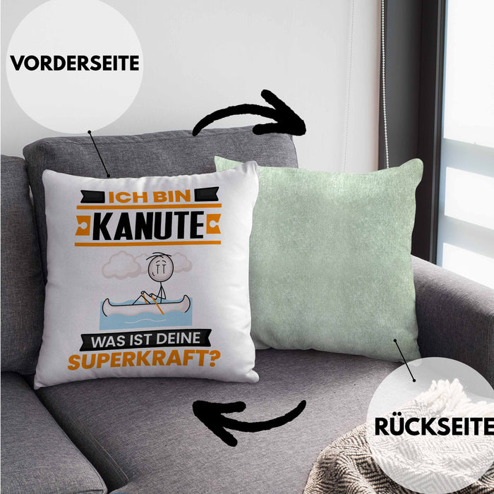 Kanute Kissen mit Füllung 40x40 Geschenk für Kanute Geburtstag Lustiger Spruch Was Ist Deine Superkraft (Grau) Grün Trendation