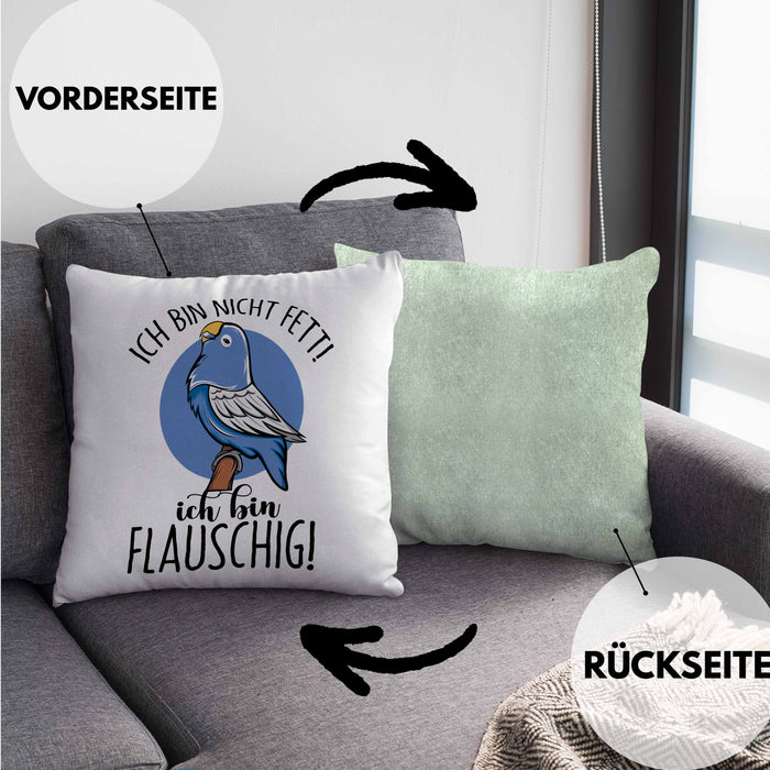 Lustige Papagei-Kissen mit Füllung 40x40 Geschenk für Papagei-Besitzer (Grau) Grün Trendation