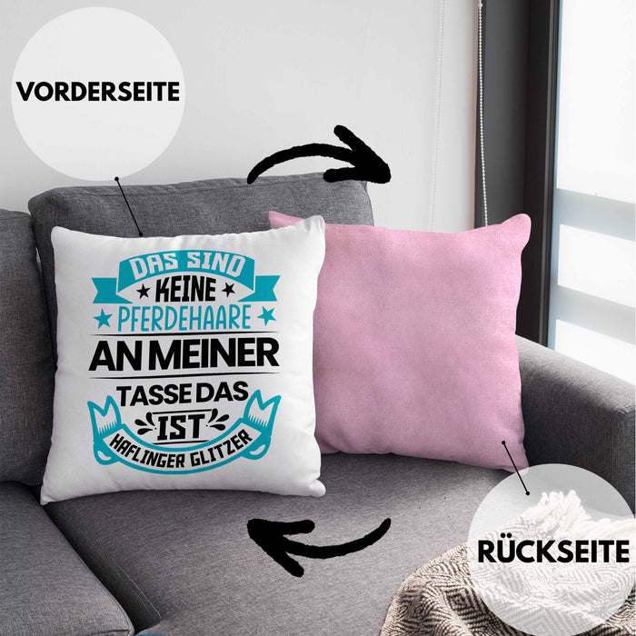 Haflinger Kissen mit Füllung 40x40 Geschenk Pferde-Liebhaberin Haflinger-Liebhaberin Geschenkidee Pferde Reiterin (Grau) Rosa Trendation