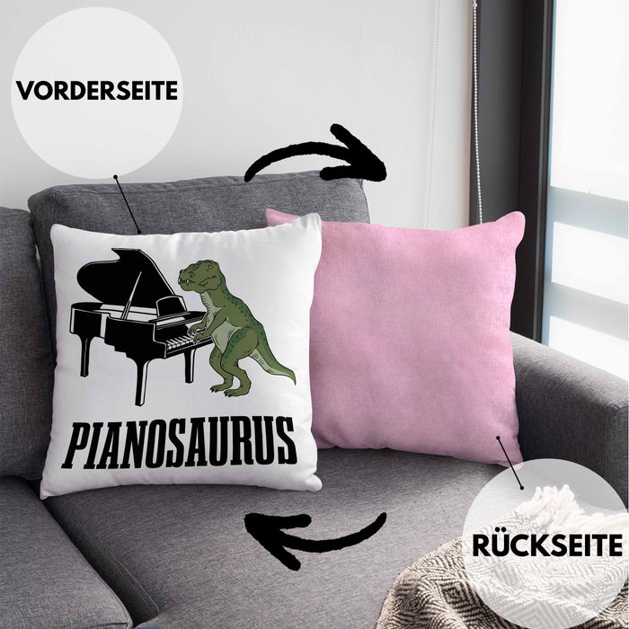 Pinaosaurus Piano-Spieler Kissen mit Füllung 40x40 Geschenk Klavier (Grau) Rosa Trendation