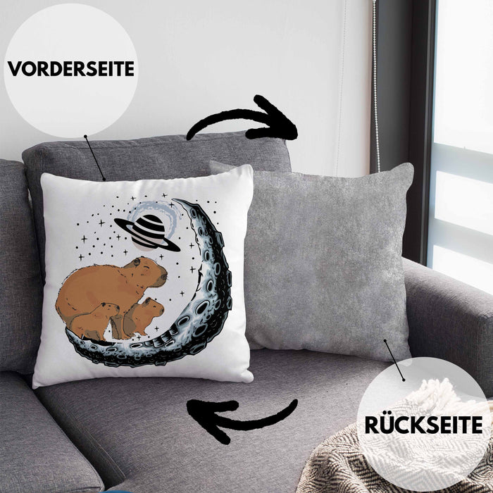 Galaxie Capybara Kissen mit Füllung 40x40 Capybara Tier Geschenk für Capybara Liebhaber (Grau) Grau Trendation