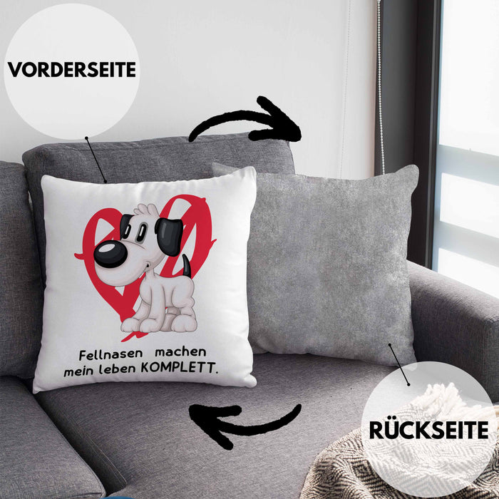 Hundebesitzer Kissen mit Füllung 40x40 Geschenk Fellnasen machen mein Leben Komplett Geschenkidee Hunde Mama Frauchen Herrchen (Grau) Grau Trendation