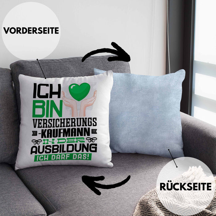 Versicherungskaufmann Ausbildung Kissen mit Füllung 40x40 Geschenk Ich Bin Versicherungskaufmann In Der Ausbildung Ich Darf Das Geschenkidee Spruch (Grau) Blau Trendation