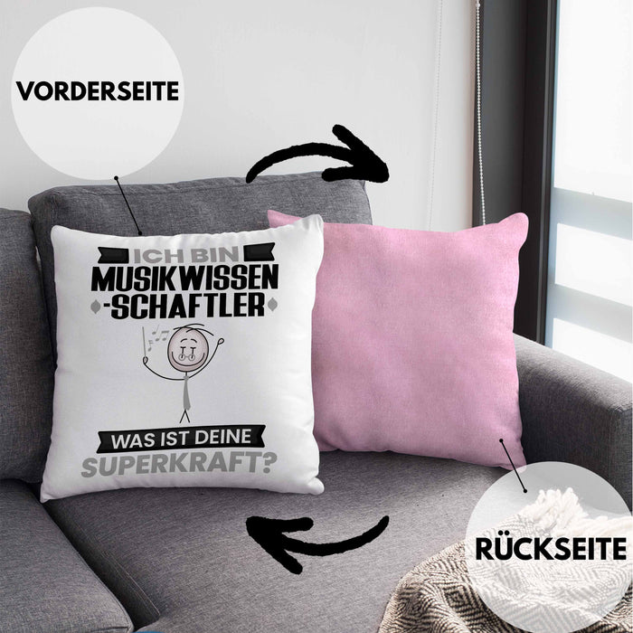 Musikwissenschaftler Kissen mit Füllung 40x40 Geschenk für Musikwissenschaftler Geburtstag Lustiger Spruch Was Ist Deine Superkraft (Grau) Rosa Trendation