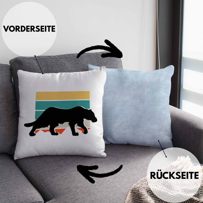 Gepard Kissen mit Füllung 40x40 Geschenk Retro (Grau) Blau Trendation