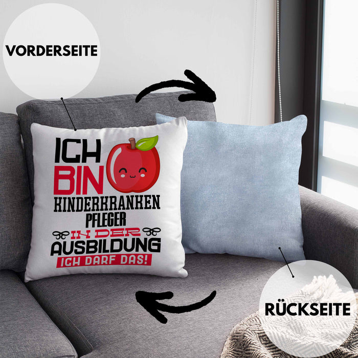 Kinderkrankenpfleger Ausbildung Kissen mit Füllung 40x40 Geschenk Ich Bin Kinderkrankenpfleger In Der Ausbildung Ich Darf Das Geschenkidee Spruch (Grau) Blau Trendation