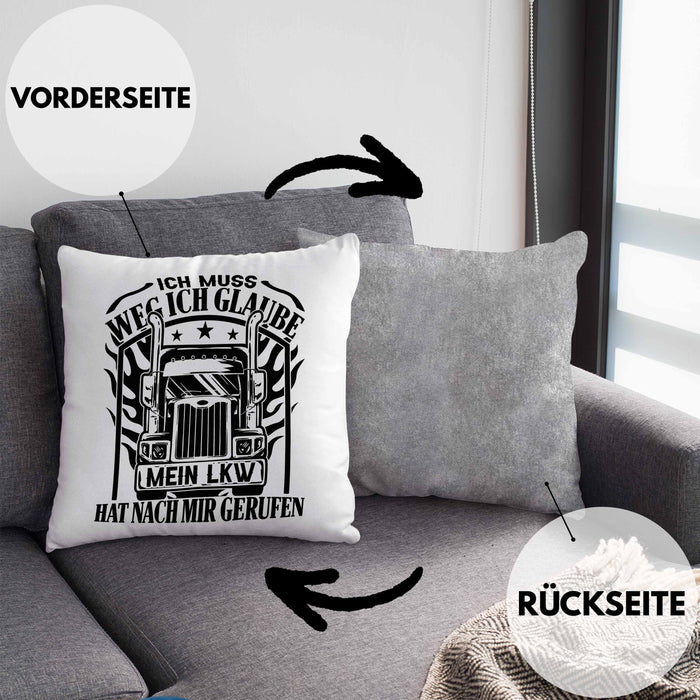 LKW-Fahrer Kissen mit Füllung 40x40 Geschenk Ich Muss Weg Ich Glaube Mein LKW Hat Nach Mir Gerufen Trucker (Grau) Grau Trendation