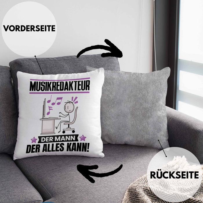 Musikredakteur Kissen mit Füllung 40x40 Geschenk für Musikredakteur Der Mann Der Alles Kann Geschenkidee zum Geburtstag (Grau) Grau Trendation