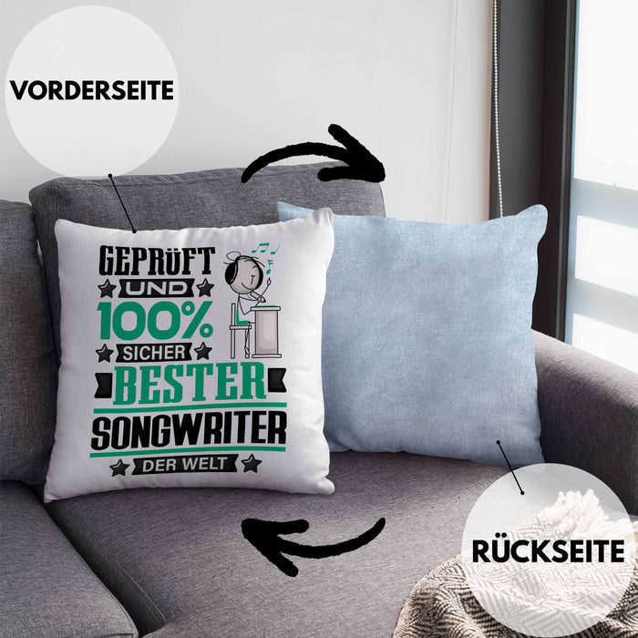 Songwriter Geschenk Lustiger Spruch für Songwriter Geschenkidee Bester Songwriter Der WeltKissen mit Füllung 40x40 (Grau) Blau Trendation