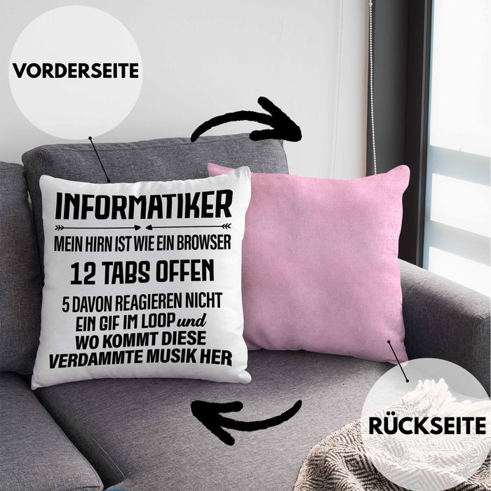 Informatiker Kissen mit Füllung 40x40 Geschenk Programmierer Gadget Lustig Geschenkidee Männer Zubehör Informatiklehrer IT Programmierer (Grau) Rosa Trendation
