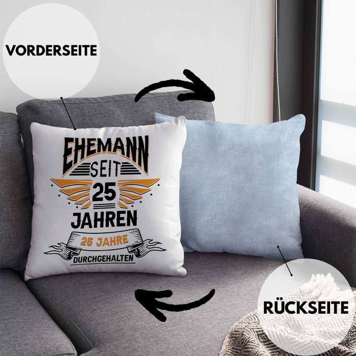 Ehemann Seit 25 Jahre Hochzeitstag Geschenk Lustiger Spruch Bester Ehemann JubiläumKissen mit Füllung 40x40 (Grau) Blau Trendation
