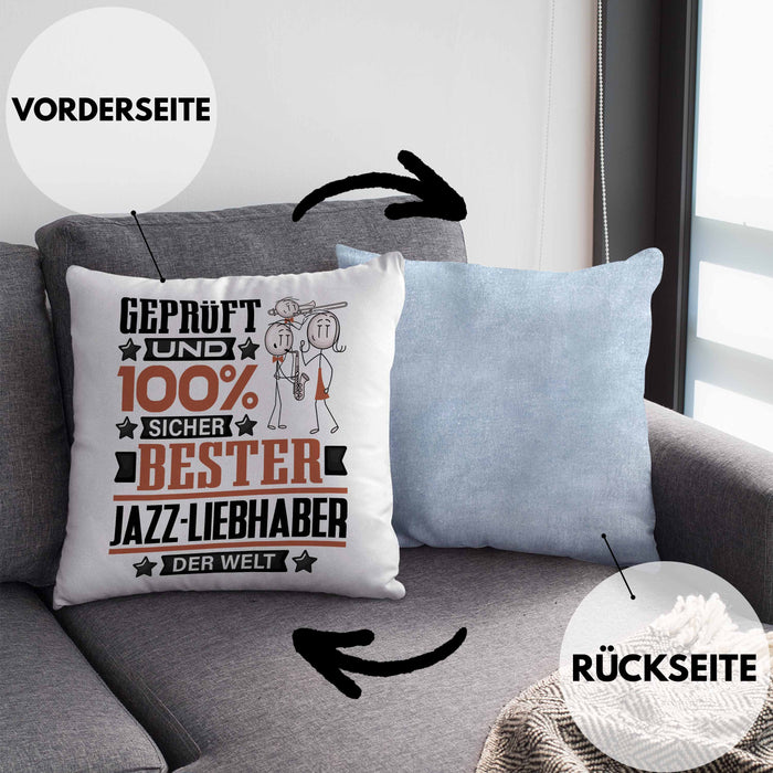 Jazz-Liebhaber Geschenk Lustiger Spruch für Jazz-Liebhaber Geschenkidee Bester Jazz-Liebhaber Der WeltKissen mit Füllung 40x40 (Grau) Blau Trendation