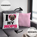 Mops Besitzerin Kissen mit Füllung 40x40 Geschenk Lustiger Spruch Geschenkidee I Love My Mops (Grau) Rosa Trendation