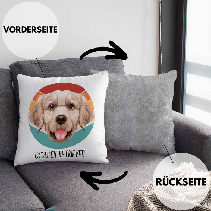 Golden Retriever Besitzer Kissen mit Füllung 40x40 Geschenk Lustiger Spruch Geschenkidee Golden Retriever Mama Papa (Grau) Grau Trendation