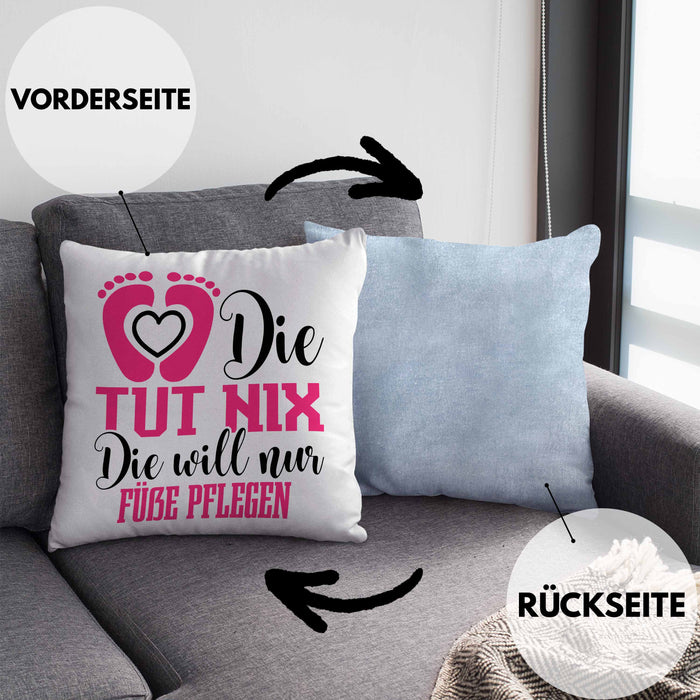 Lustige Kissen mit Füllung 40x40 für Fußpflegerinnen Geschenk für Fußpflege (Grau) Blau Trendation