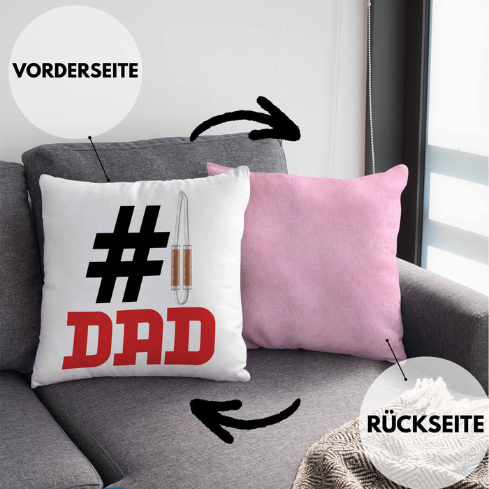 Grillen Nummer 1 Dad Vater Kissen mit Füllung 40x40 Geschenk Grillmeister Papa Geschenkidee Bester Papa Der Welt Vatertag Lustige Geschenkidee (Grau) Rosa Trendation